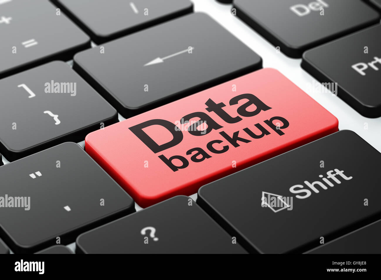 Data concept Data Backup on computer keyboard background Stock Photo