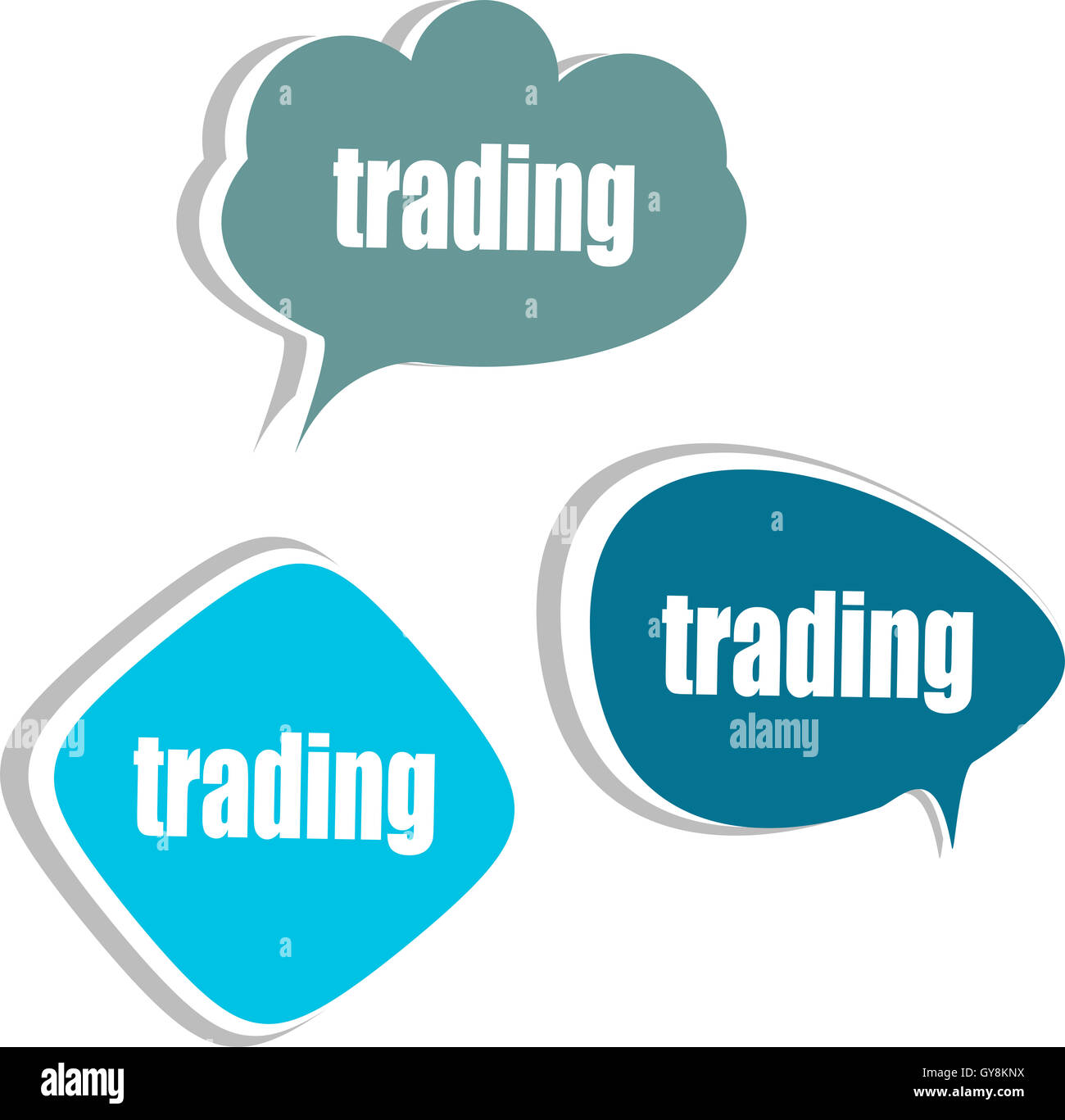Trade Sticker Example trading word on modern banner design template. set of stickers, labels ...