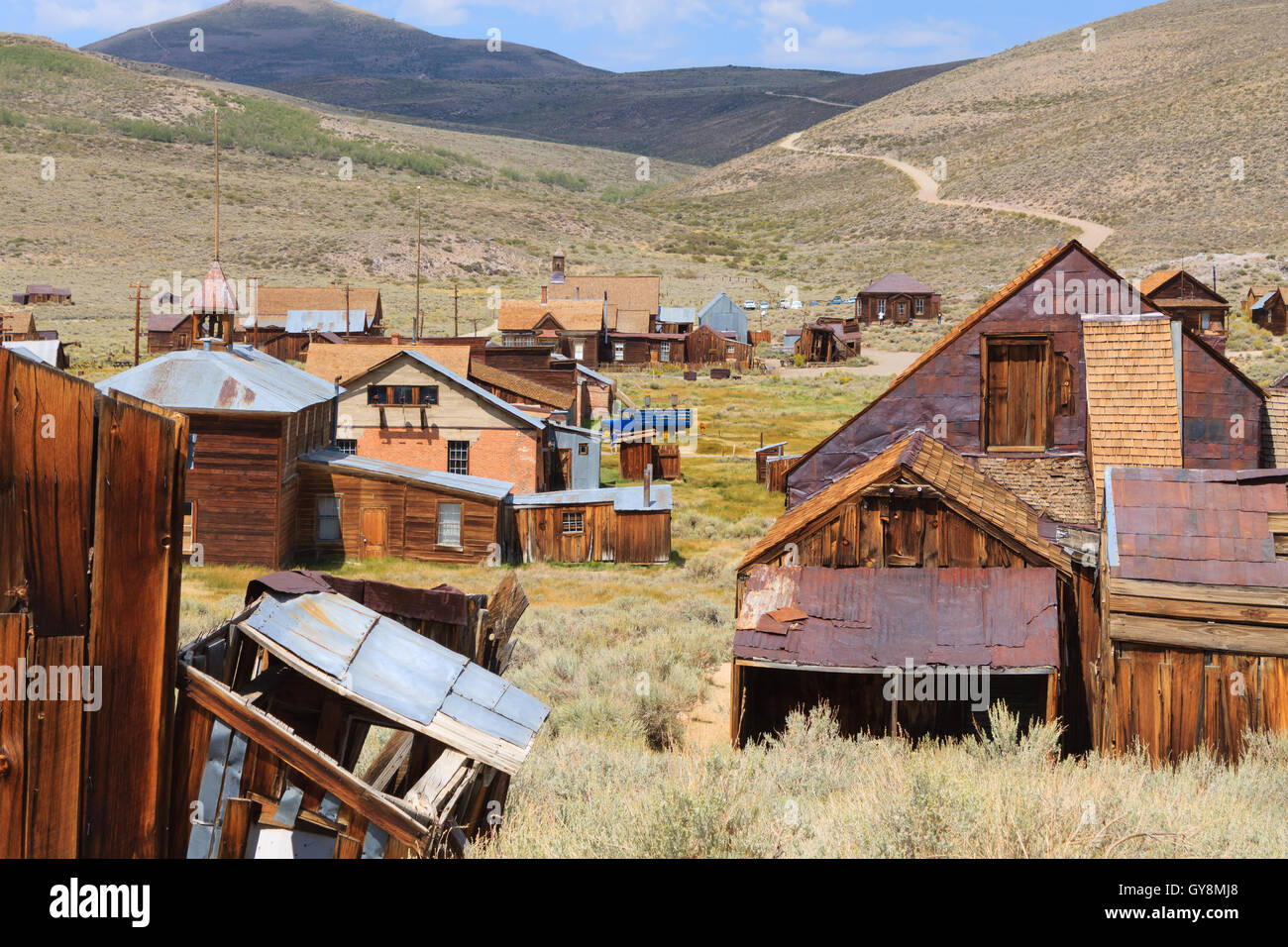 View from Bodie Ghost Town, California USA. Old abandoned mine Stock Photo