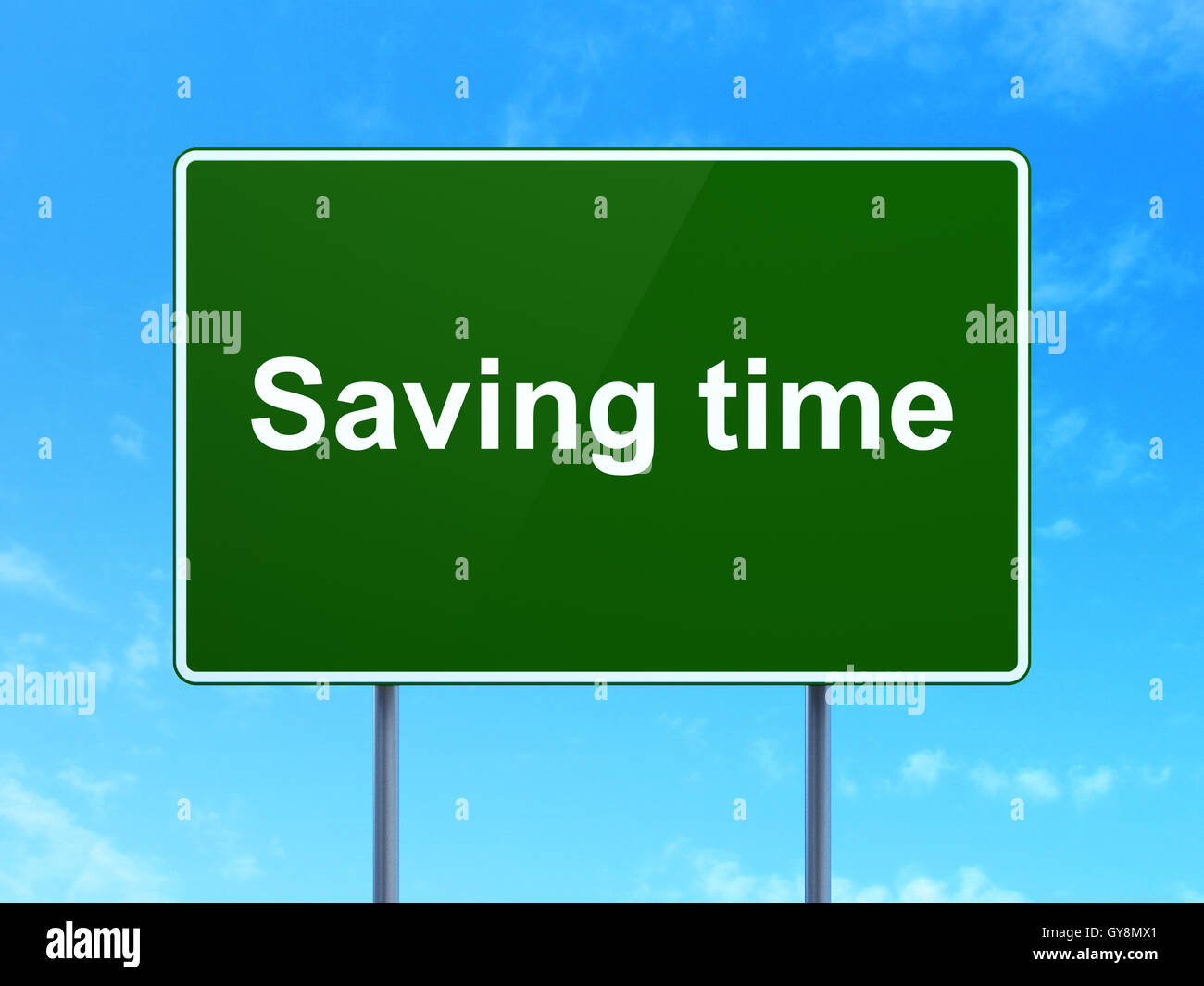 Time concept: Saving Time on road sign background Stock Photo - Alamy
