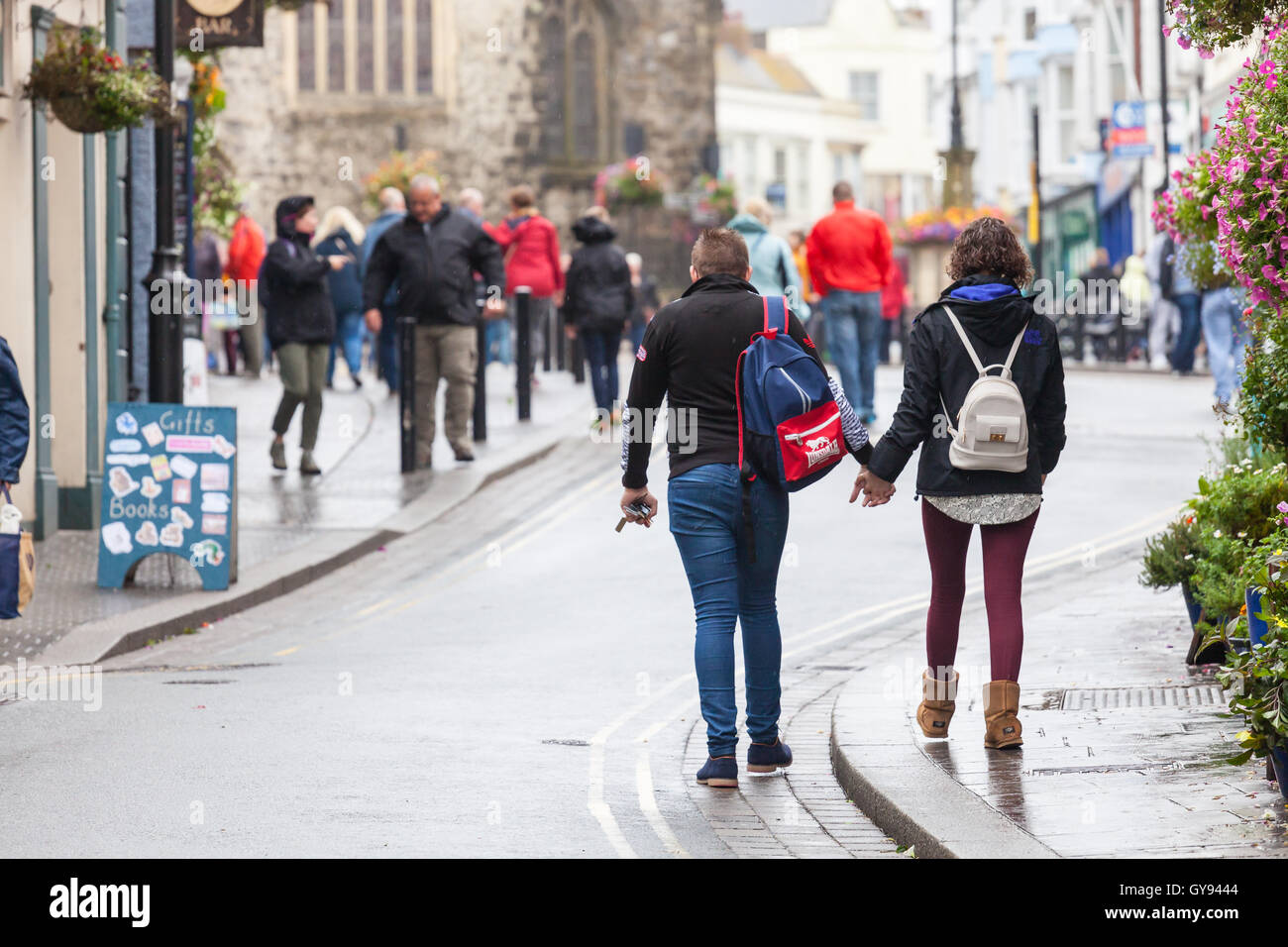 Tenby on a wet summers day Stock Photo Alamy