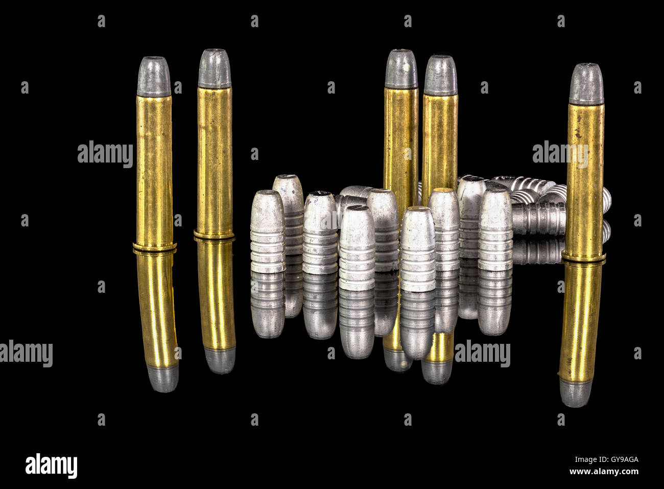 Bullets with Lead tips in brass cartridges Stock Photo Alamy
