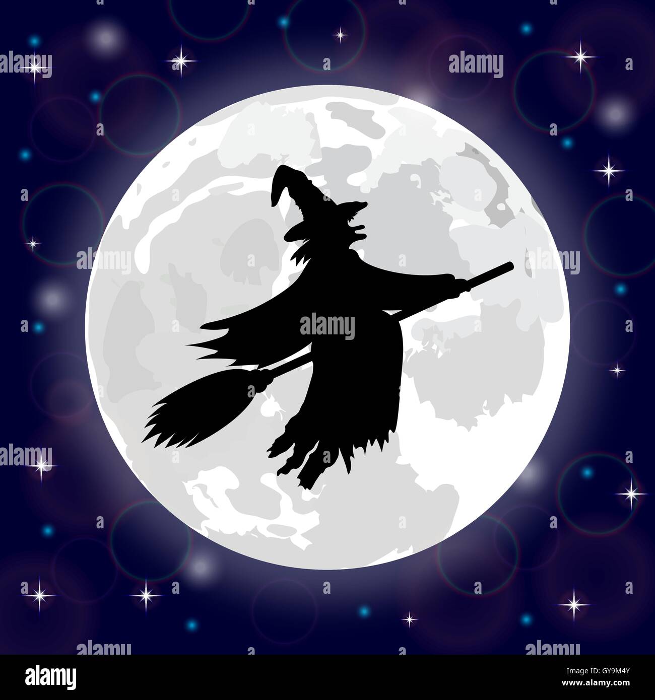 silhouette of a witch full moon Stock Vector Image & Art - Alamy