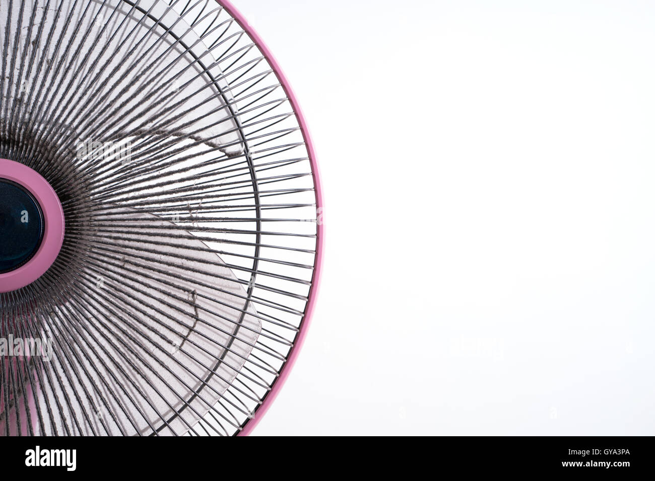 dirty electric fan cause of allergy on white background Stock Photo
