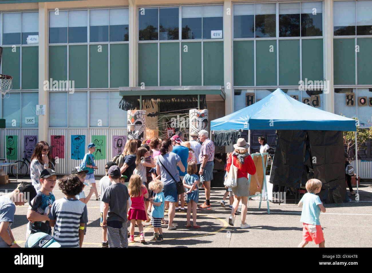 Australian primary school annual fete and fair day for students,children,teachers and parents, North Sydney,Australia Stock Photo