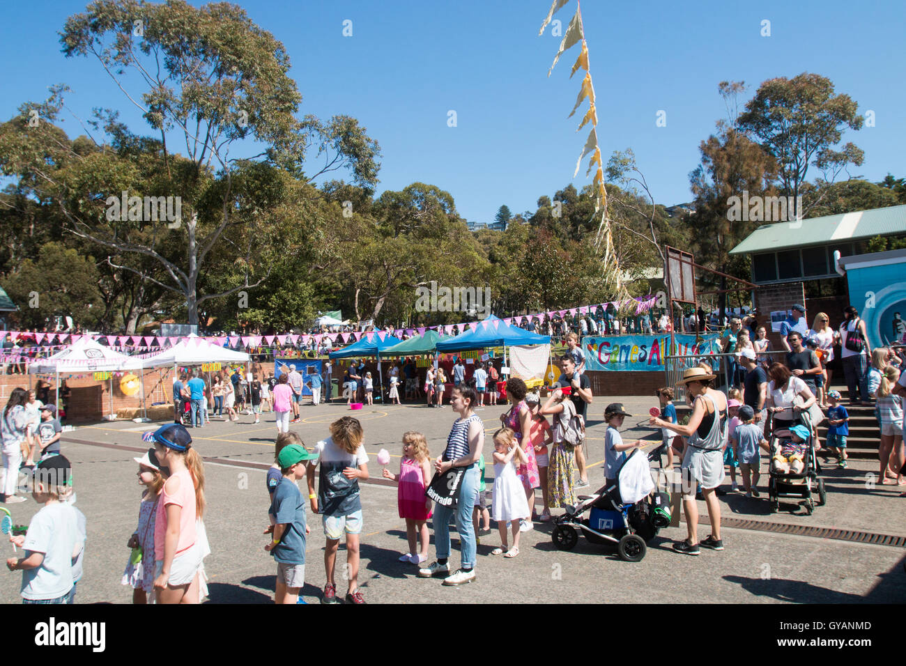 Australian primary school annual fete and fair day for students,children,teachers and parents, North Sydney,Australia Stock Photo