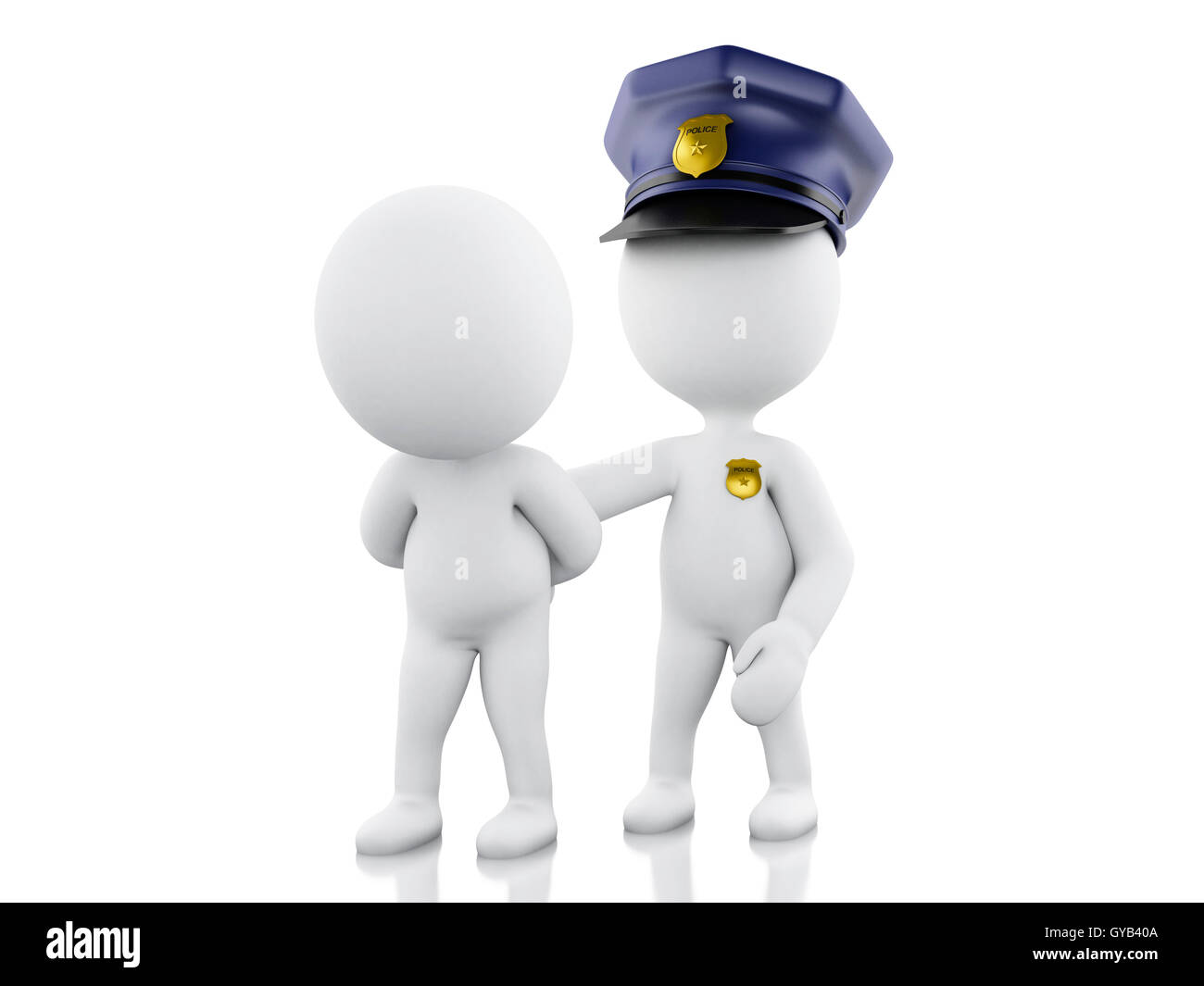 3d Illustration. Policeman arresting a thief. Isolated white background ...