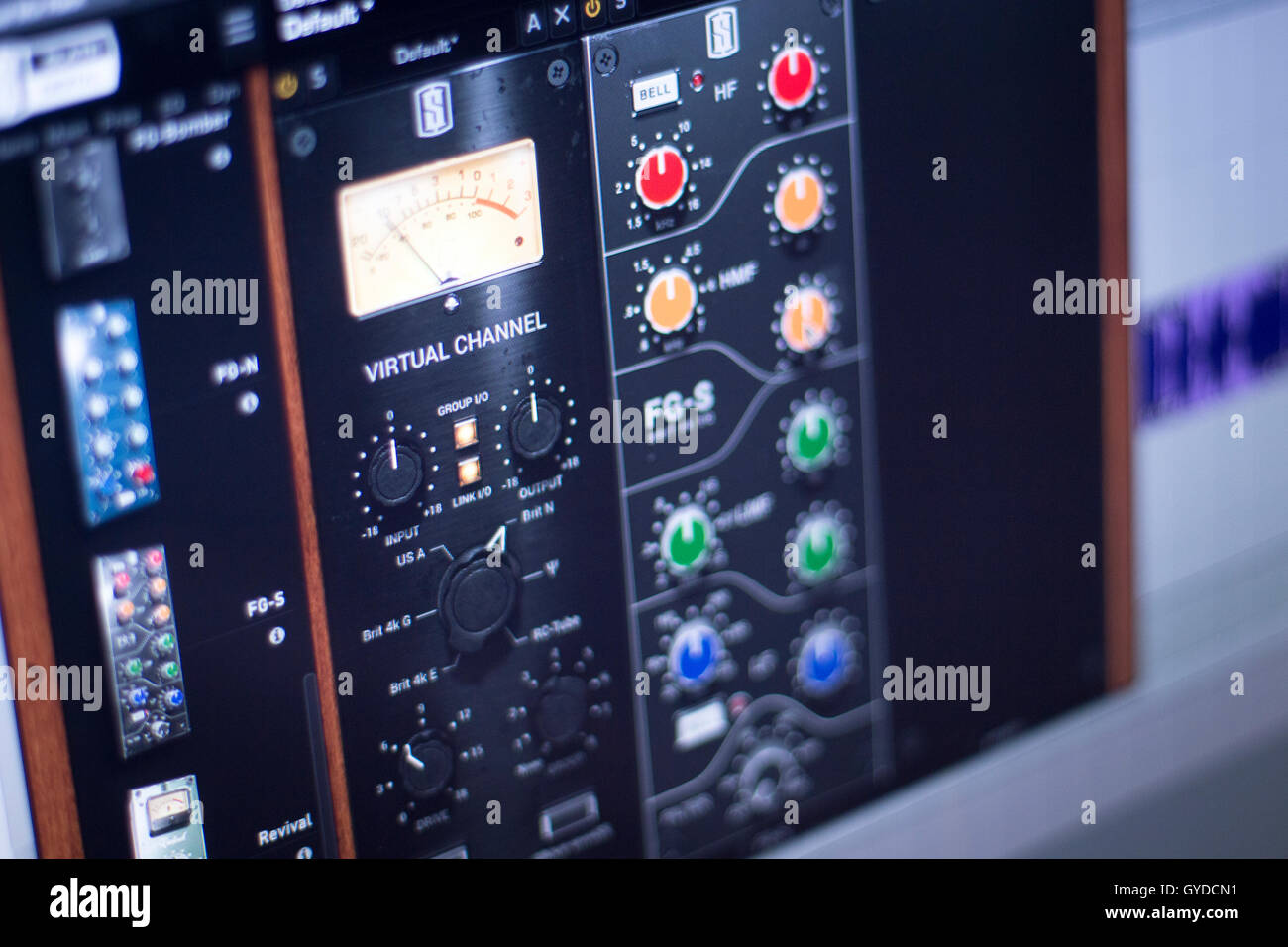 Professional sound recording audio studio computer screen to record