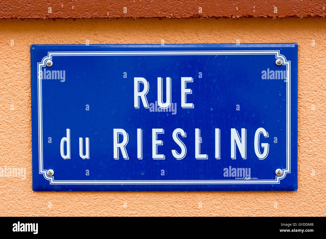 Road sign, Alsace, France Stock Photo