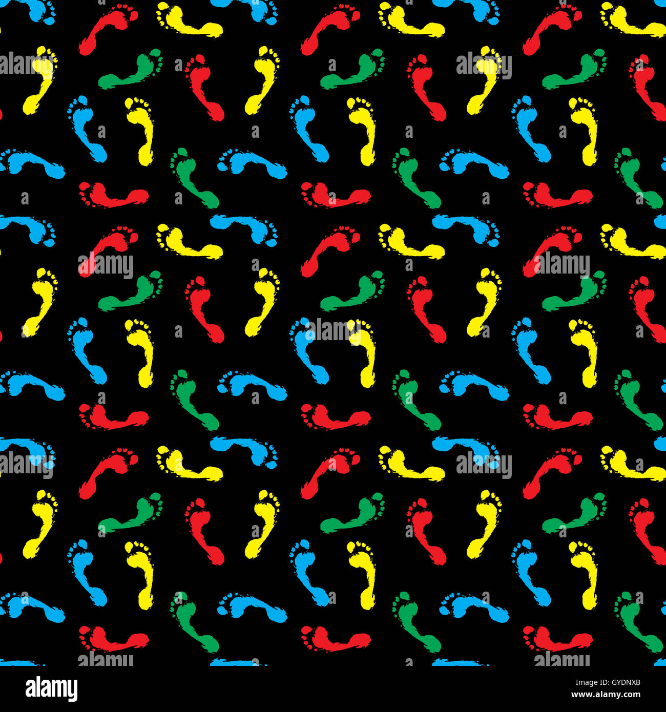 Seamless pattern colored foot print. Footprint and foot steps, vector illustration Stock Photo