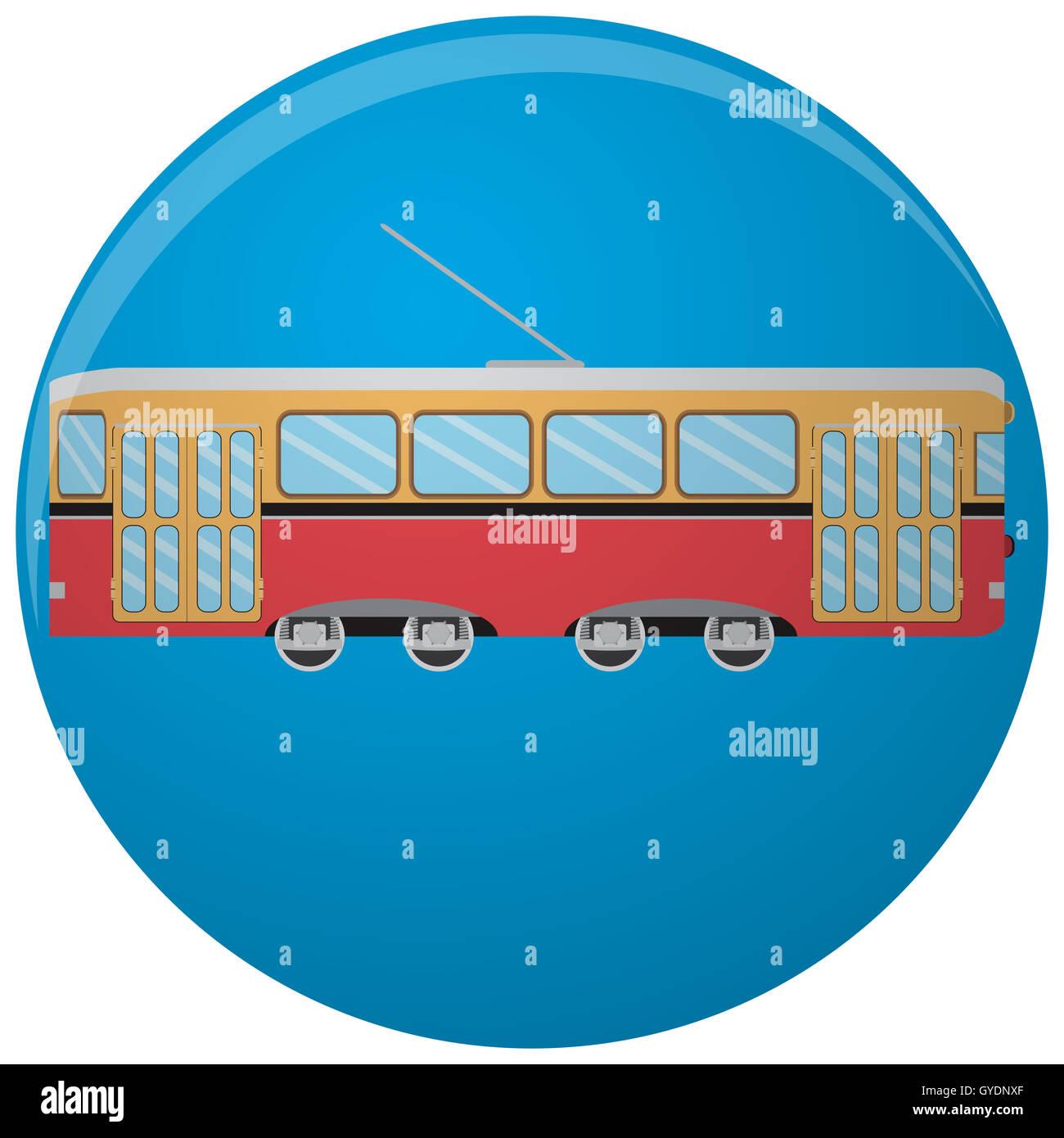 Tram icon flat. Vintage tramway side. Vector illustration Stock Photo ...