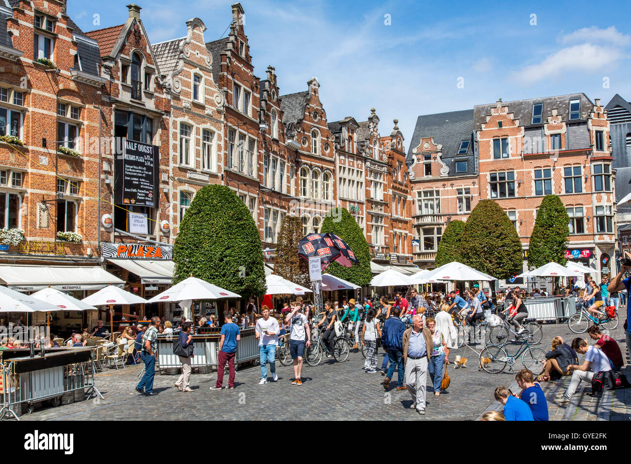 Leuven, Belgium, Province Flemish Brabant, Oude Markt, square with many
