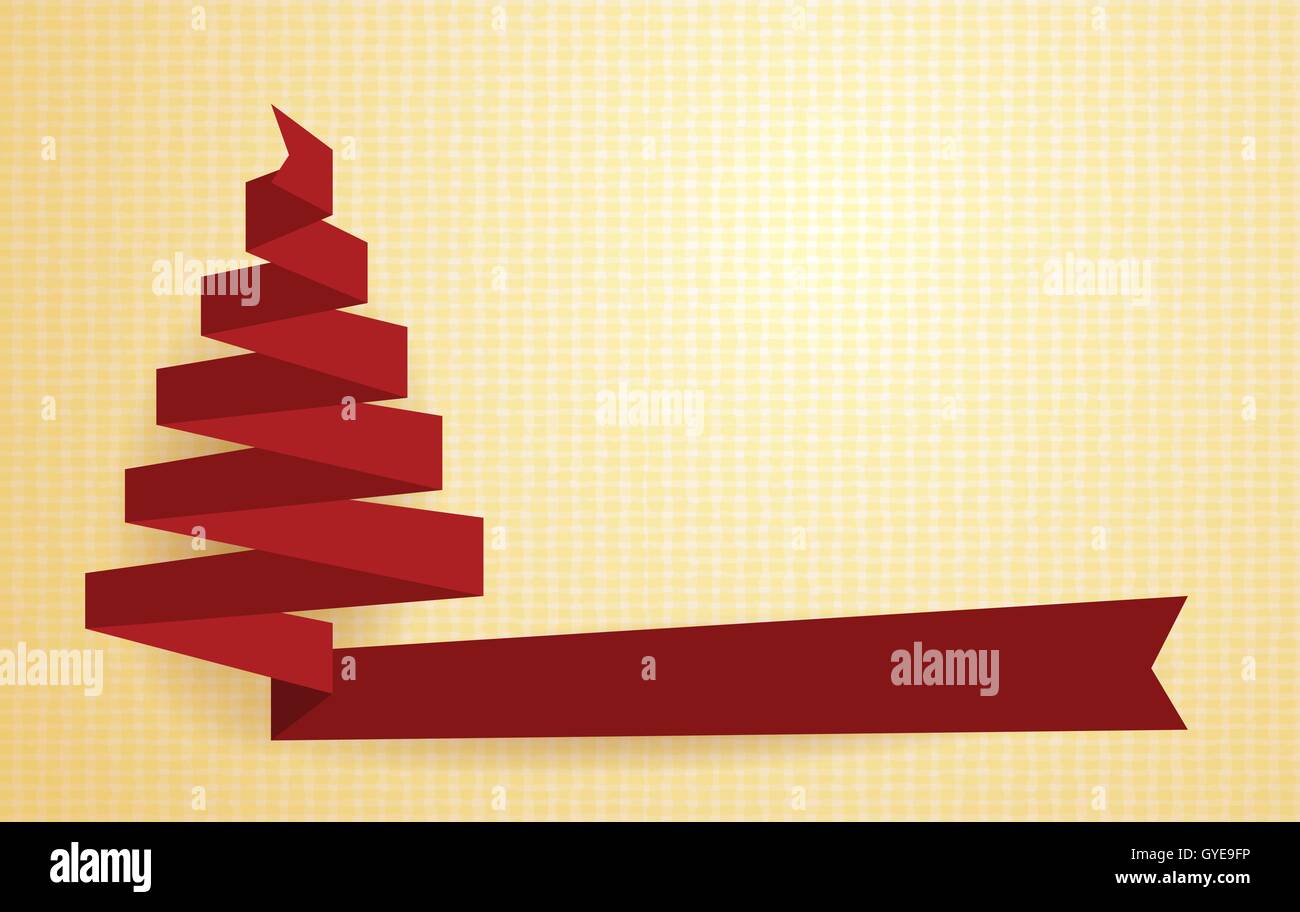 red ribbon as christmas tree symbol abstract vector illustration Stock ...