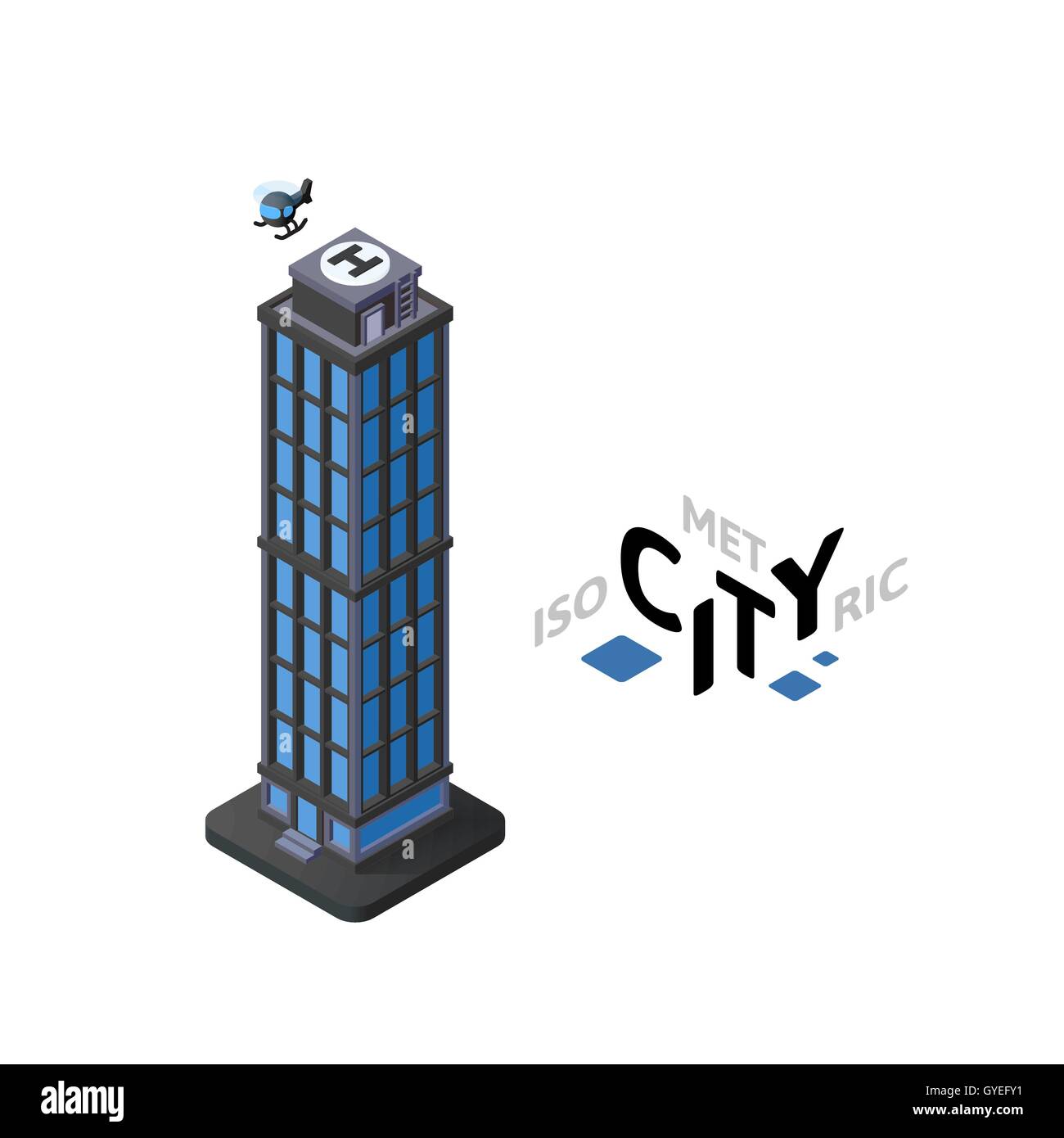 Isometric skyscraper icon, building city infographic element, vector illustration Stock Vector