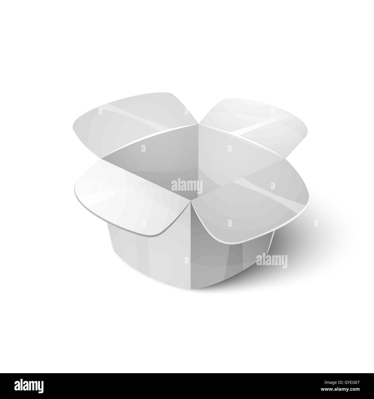 Empty cardboard packaging, open box icon in cartoon style Stock Vector