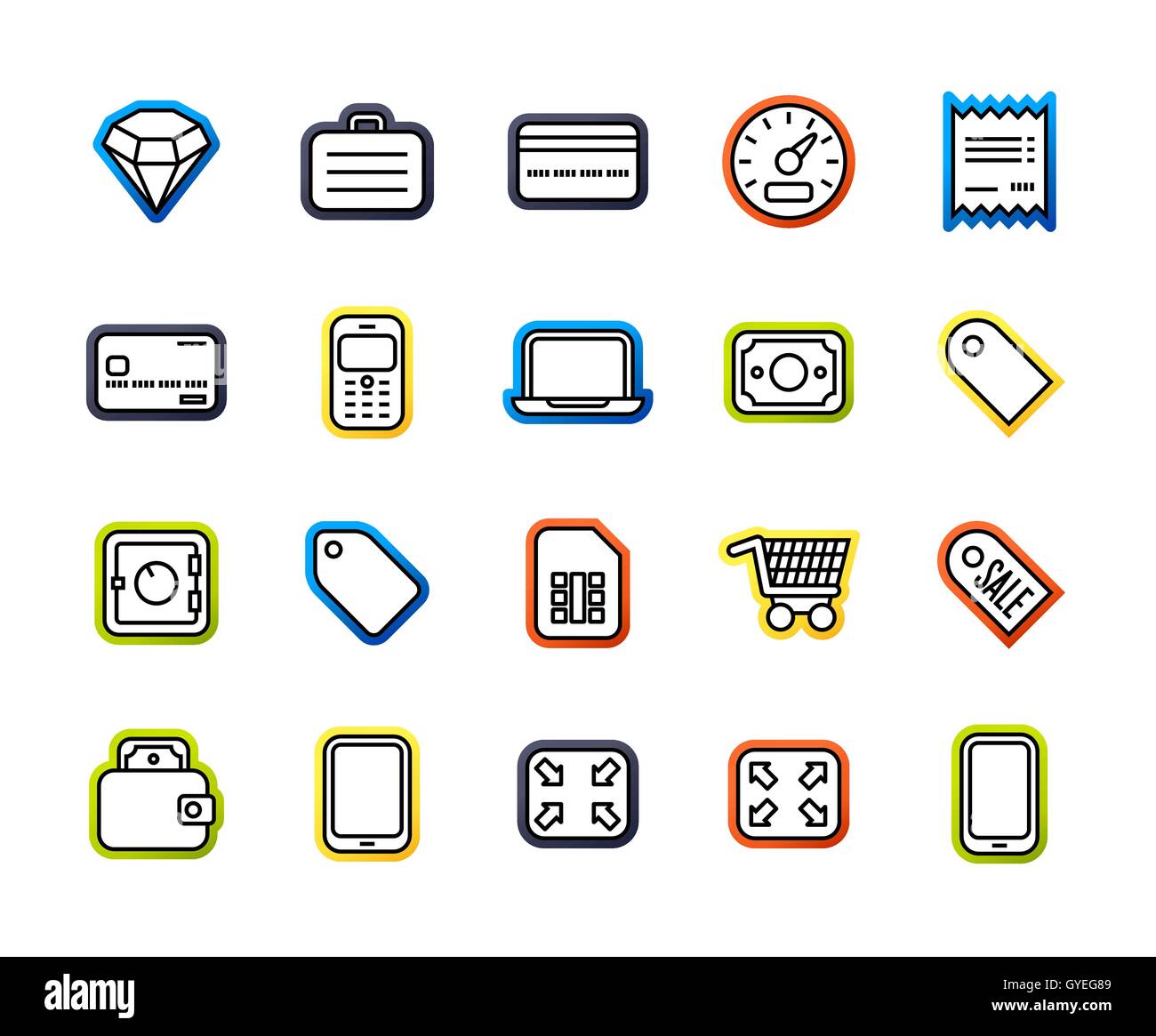Outline icons thin flat design, modern line stroke style Stock Vector ...