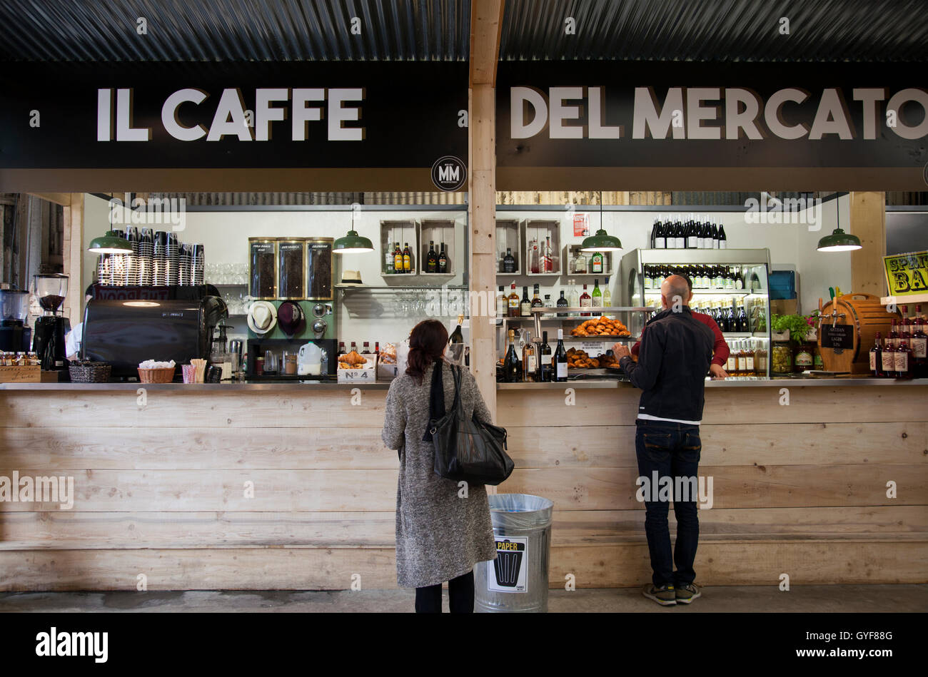 Mercato Metropolitano Italian Farmers Market on Newington Causeway in SE1 - London UK Stock Photo