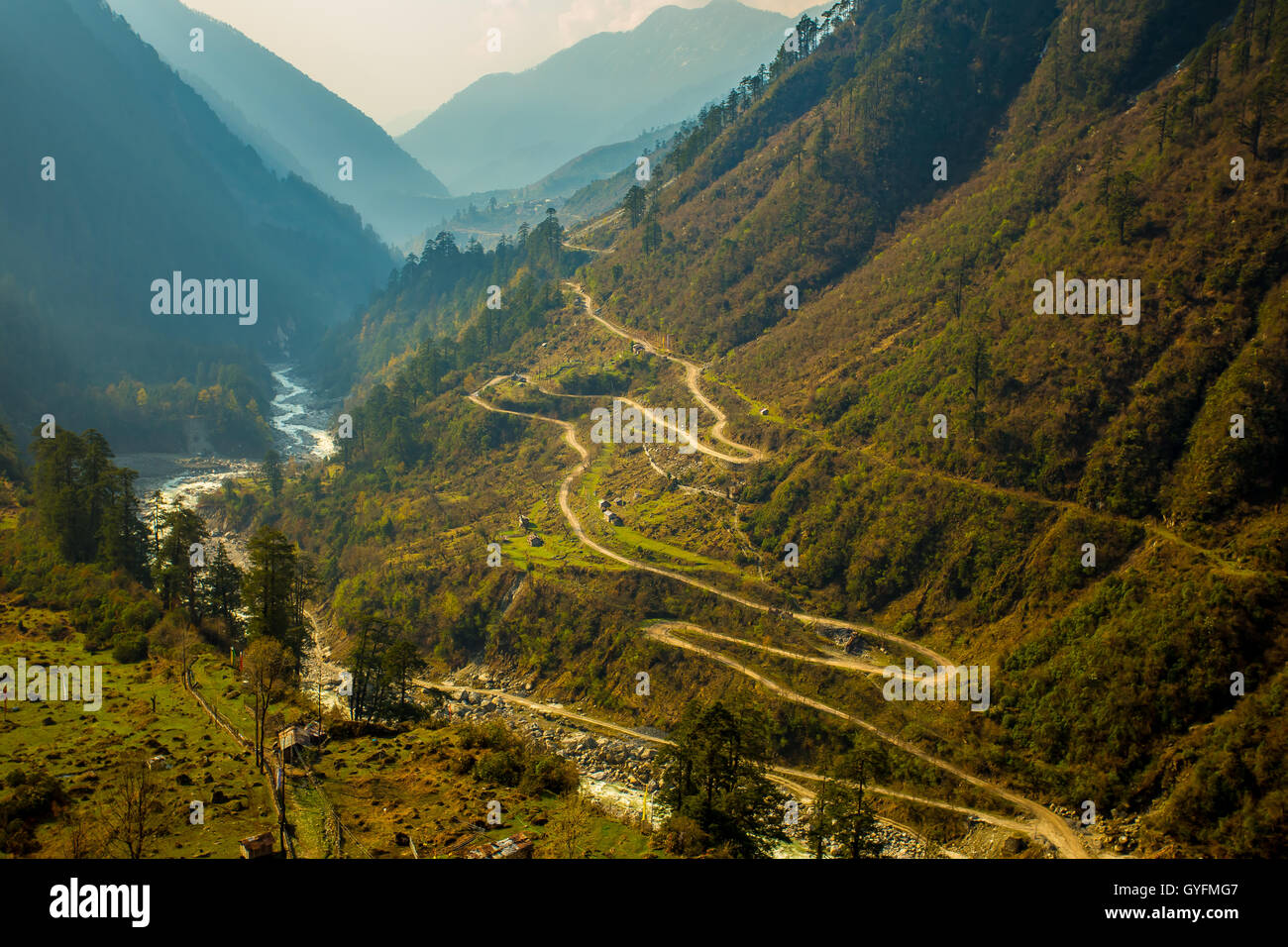 Chopta Valley in North Sikkim, India. Stock Photo