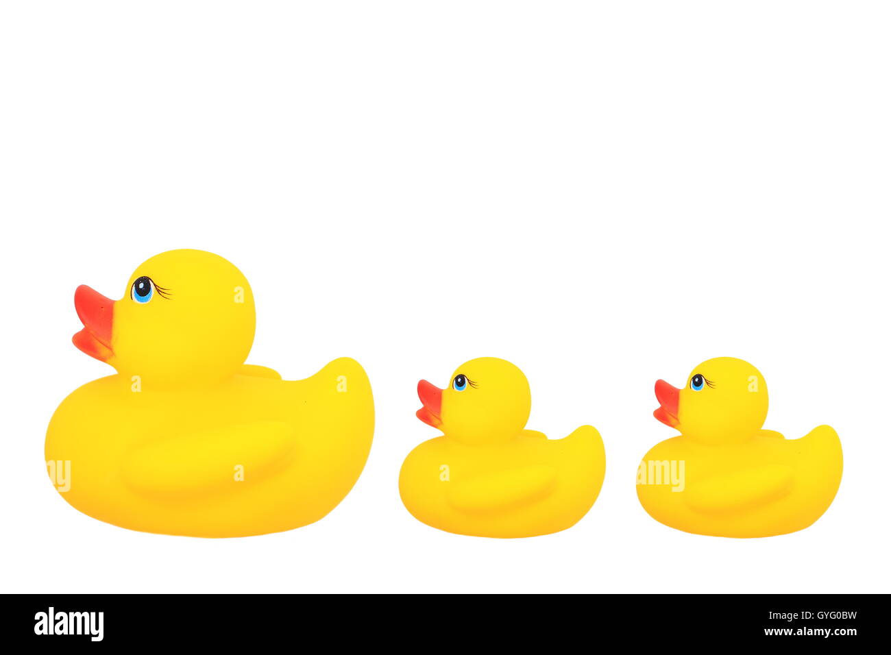 parent dolls and baby duck isolated on white background Stock Photo