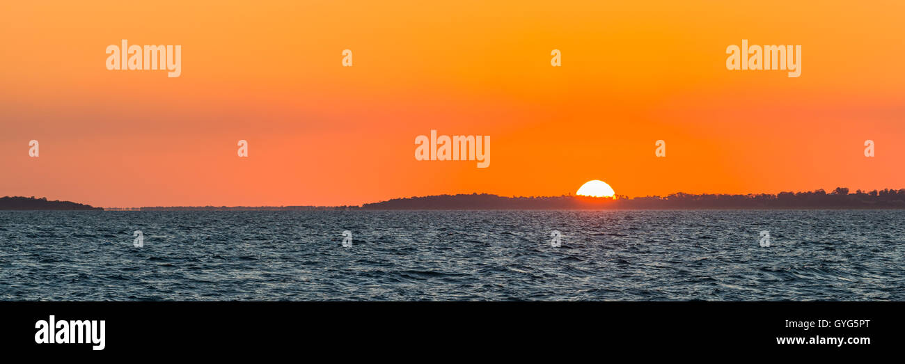 Scenic view of sunset over the ocean, Fraser Island, Queensland, Australia Stock Photo