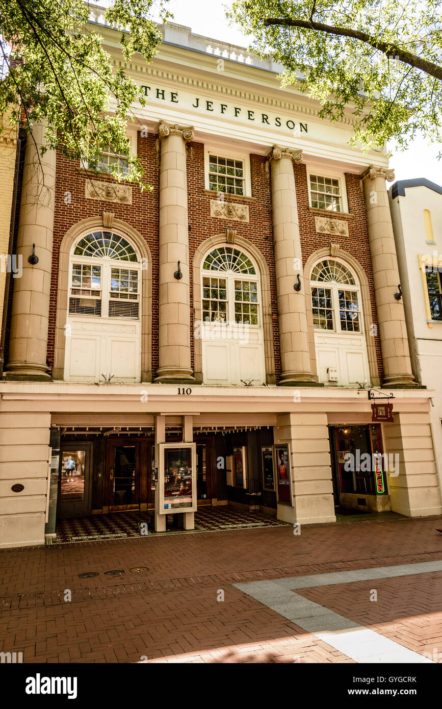 Jefferson Theater, Historic Pedestrian Downtown Mall, East Main Street, Charlottesville, Virginia Stock Photo