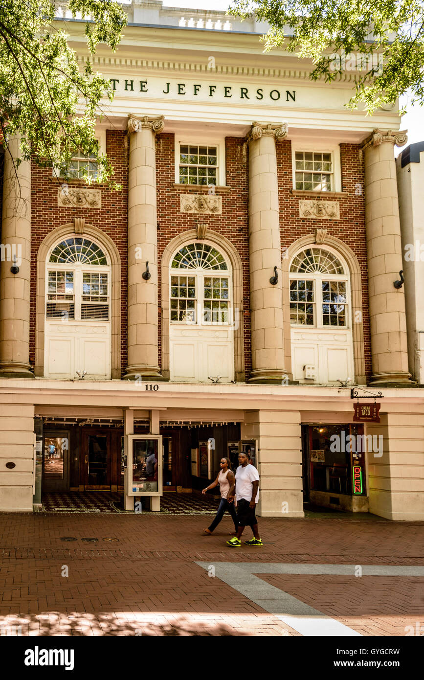 Jefferson Theater, Historic Pedestrian Downtown Mall, East Main Street, Charlottesville, Virginia Stock Photo