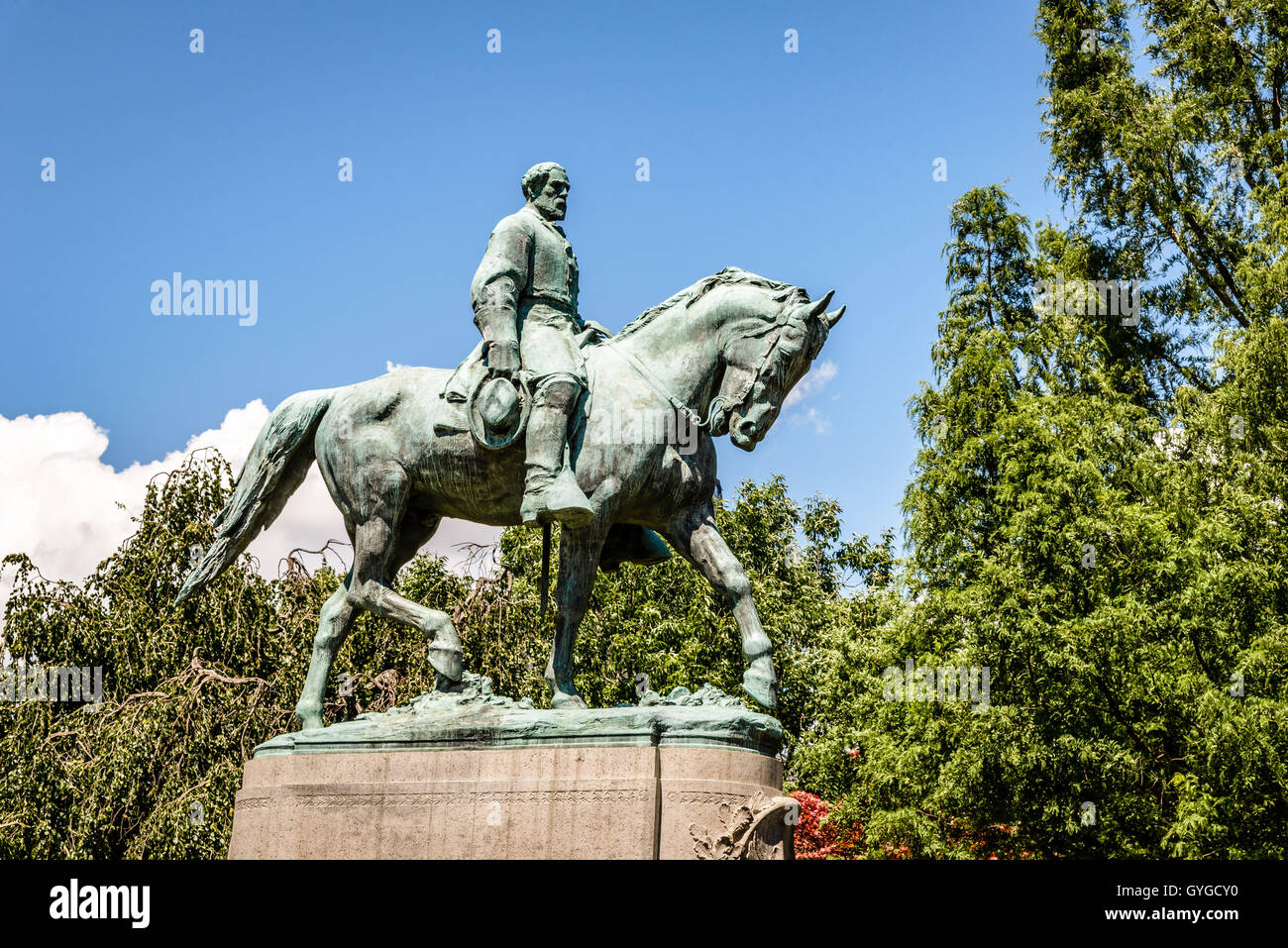 Robert Edward Lee Sculpture, Lee Park, Charlottesville, Virginia Stock