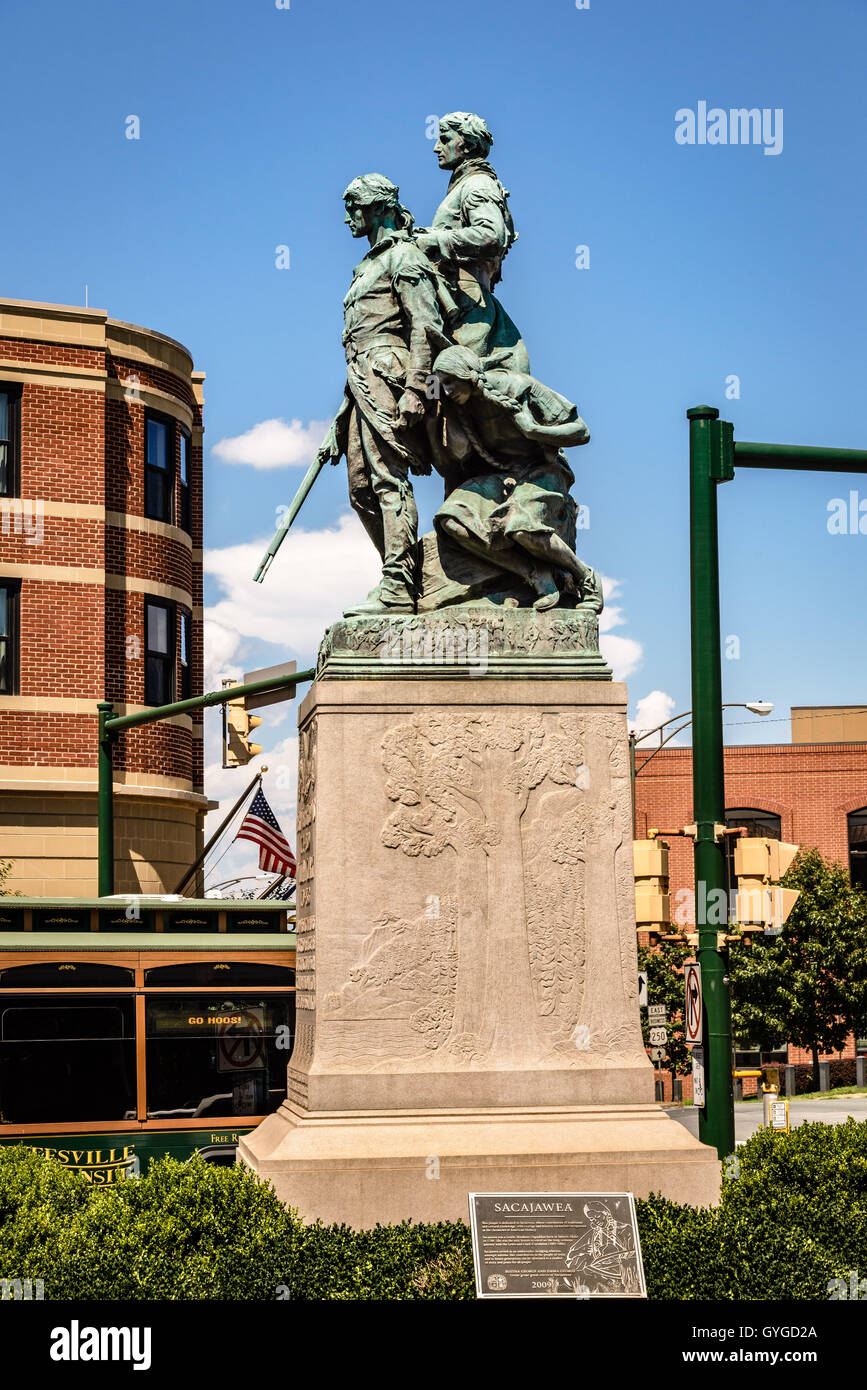 Meriwether Lewis and William Clark Sculpture, Main Street, Charlottesville, Virginia Stock Photo