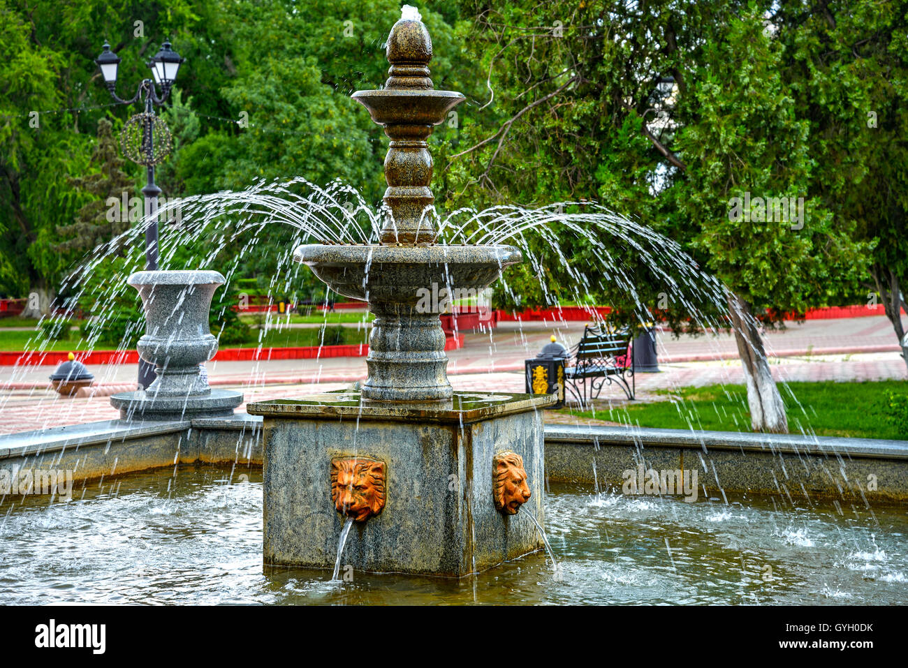 The fountain in city park Stock Photo