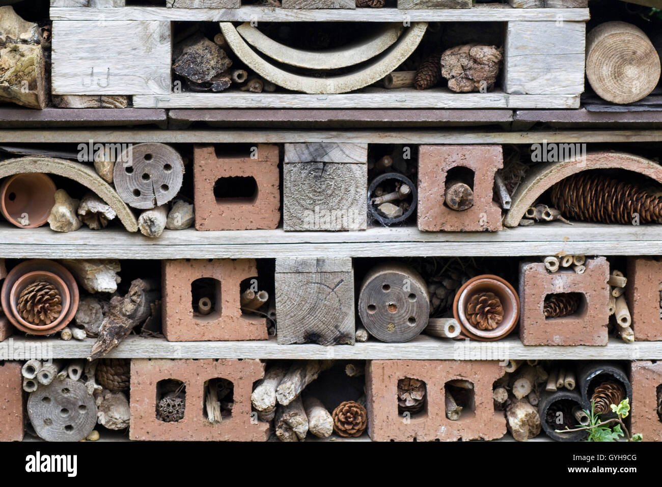 Insect home using old wooden pallets and bricks Stock Photo - Alamy