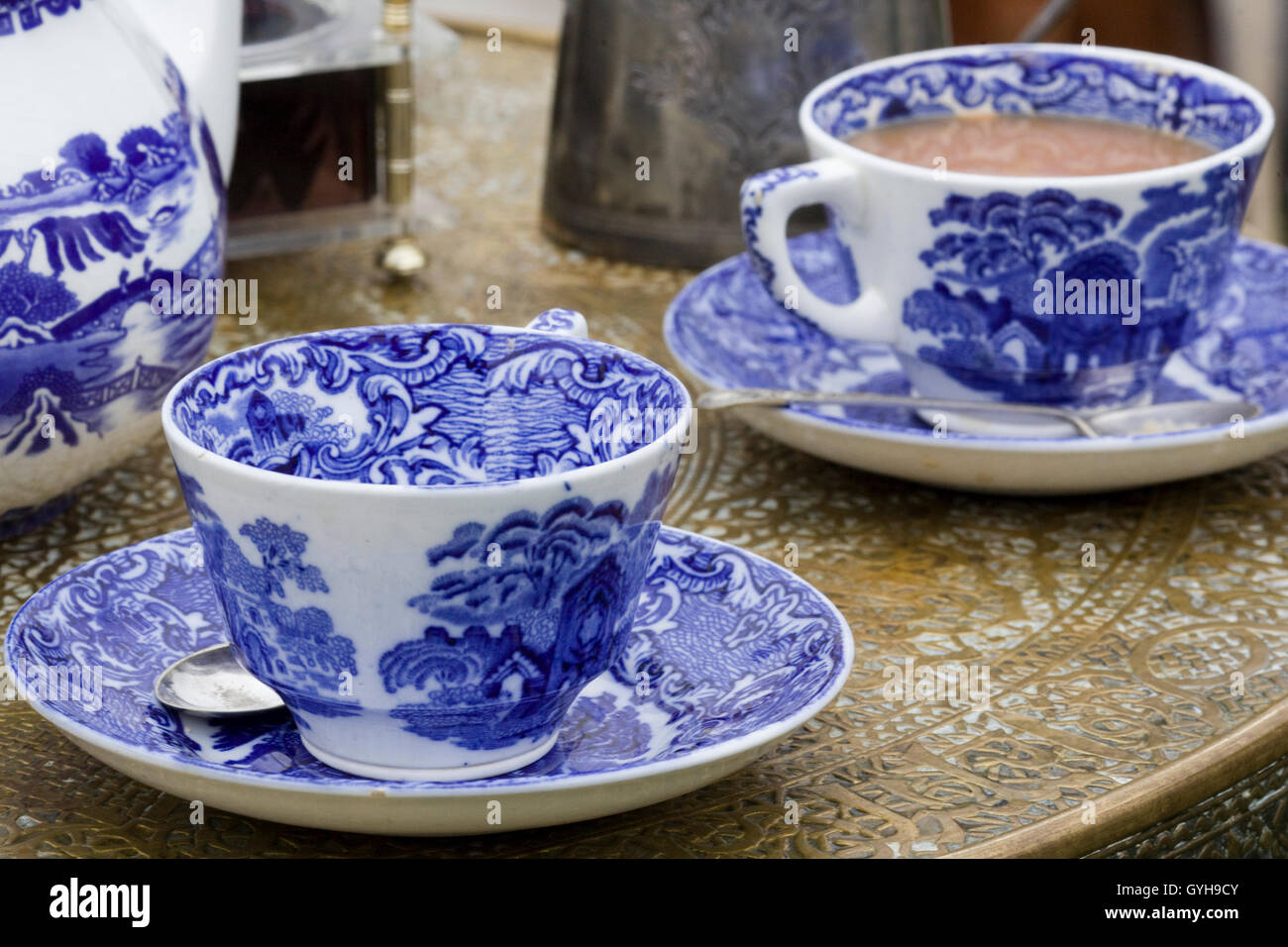 ceramic blue and white porcelain tea cups Stock Photo Alamy