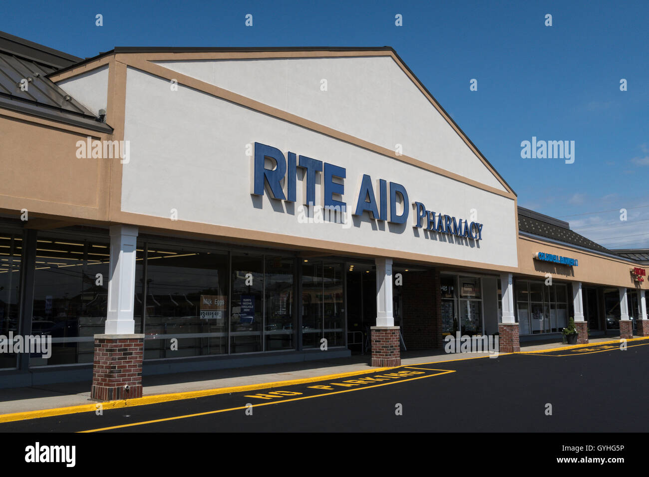 Shopping Center with Rite Aid Pharmacy, MA, USA Stock Photo