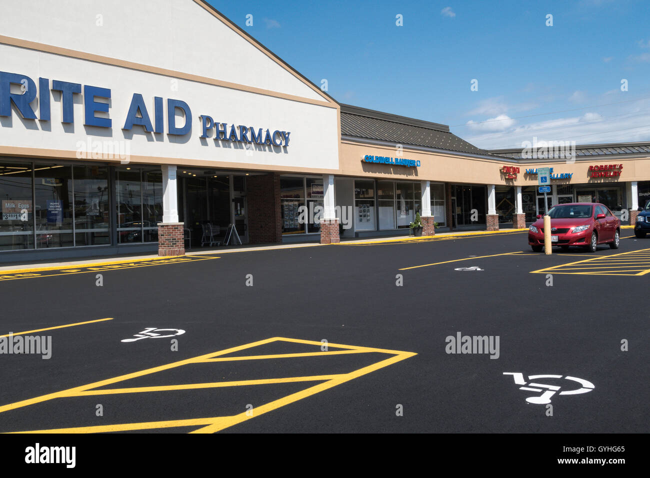 Shopping Center with Rite Aid Pharmacy, MA, USA Stock Photo
