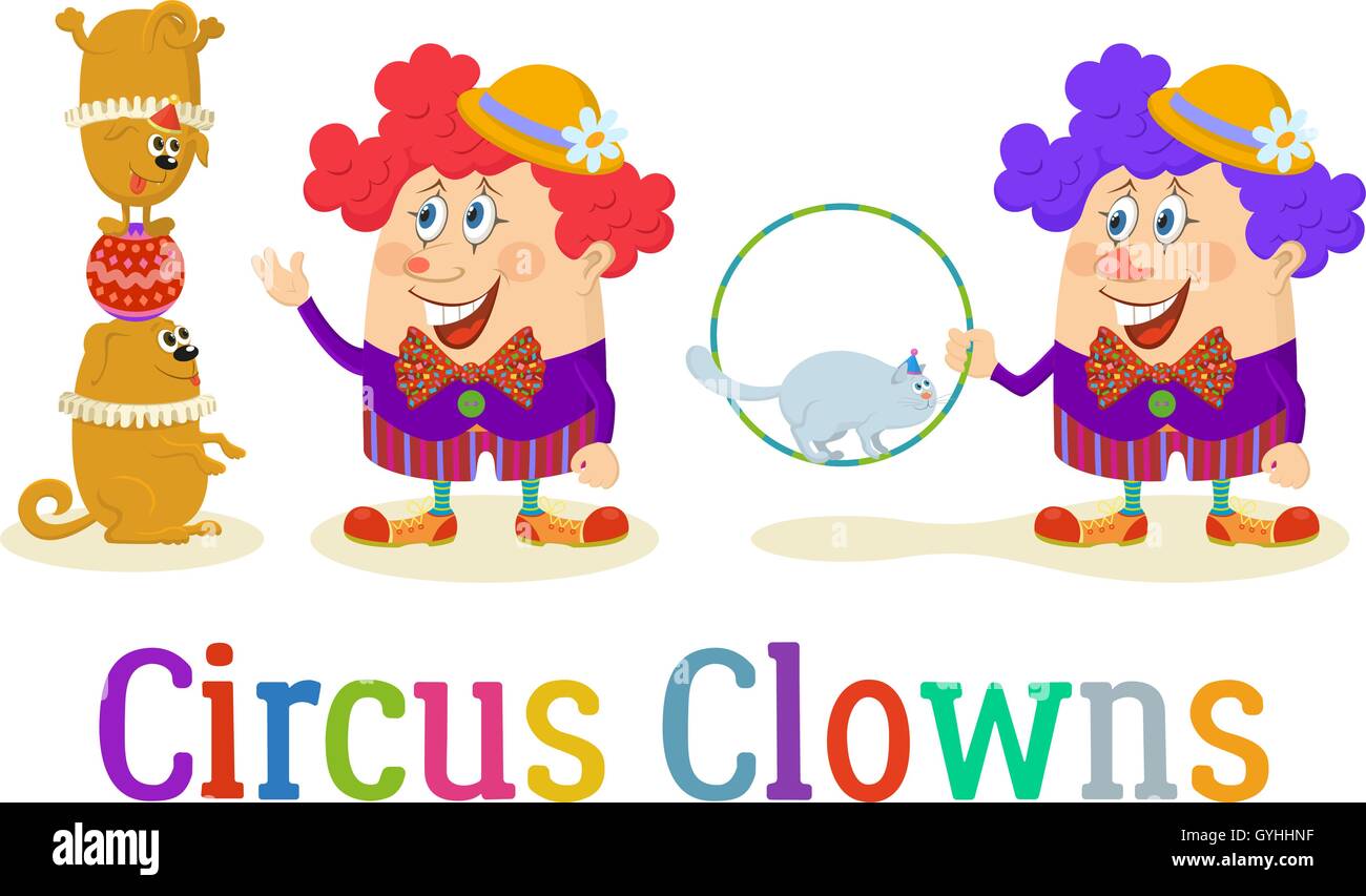 Circus Clowns with Trained Animals Stock Vector Image & Art - Alamy