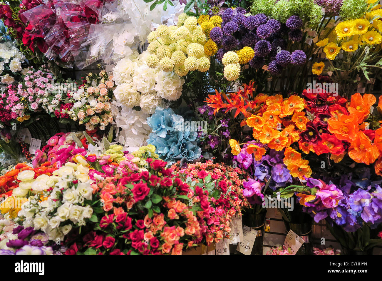 Silk Flower Display Stock Photo