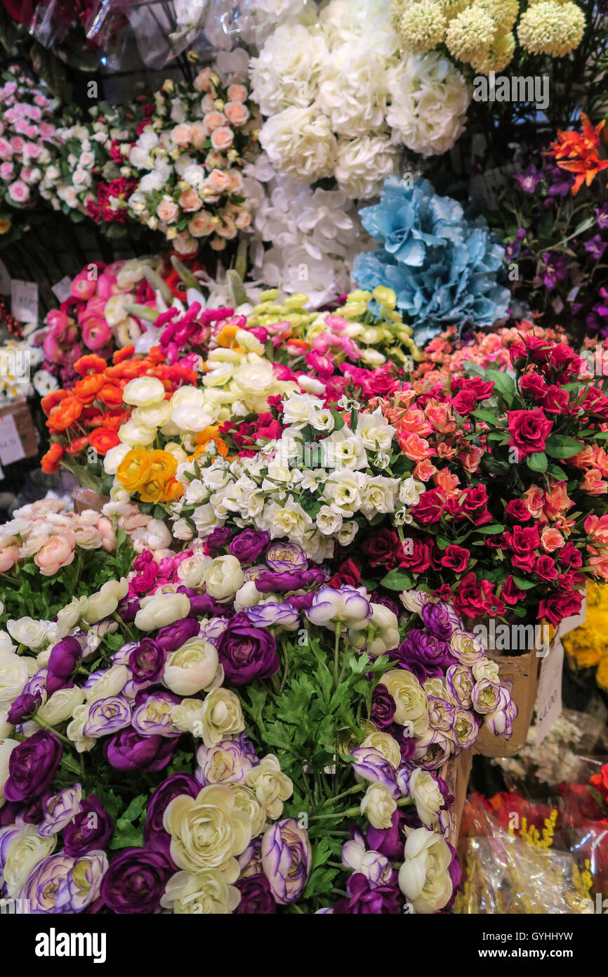 Silk Flower Display Stock Photo Alamy