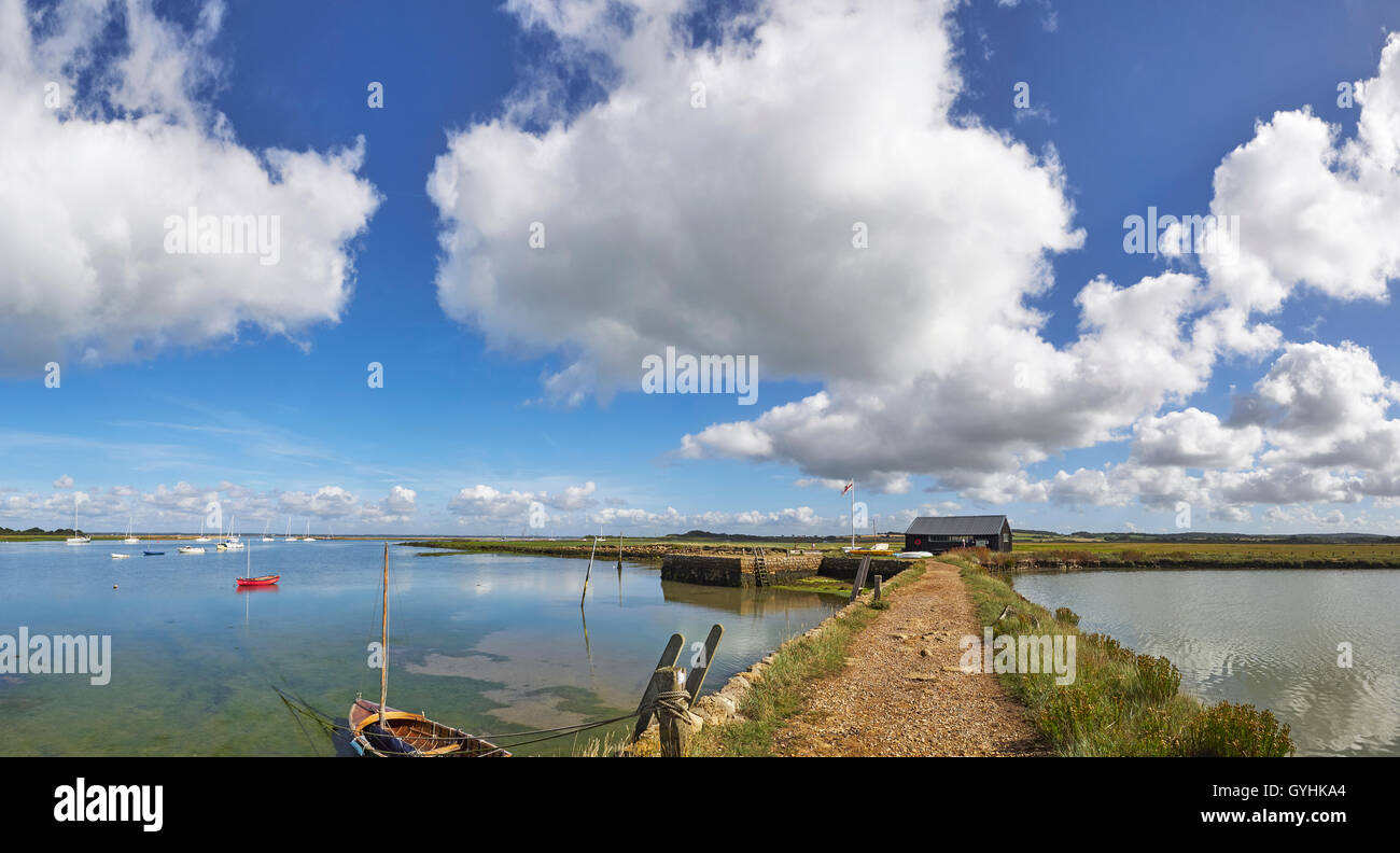 Wootton creek Isle of Wight tidal creek into the Solent panorama Stock Photo