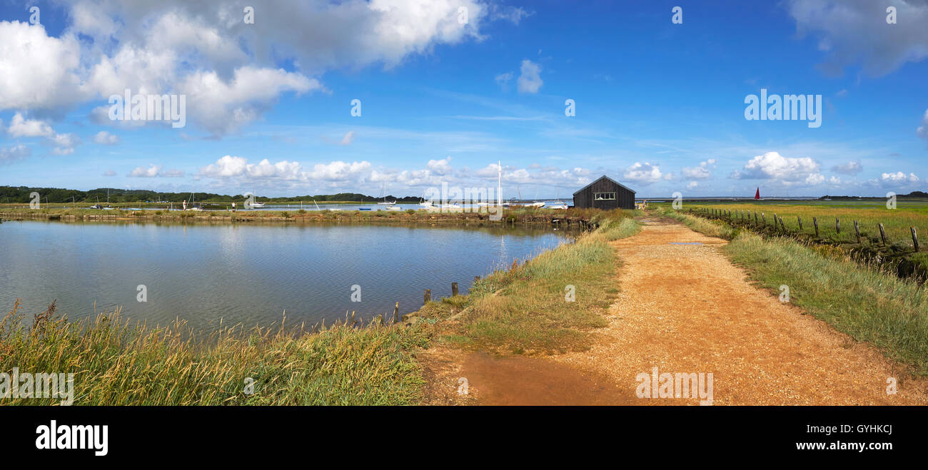 Wootton creek Isle of Wight tidal creek into the Solent and nature reserve panorama Stock Photo