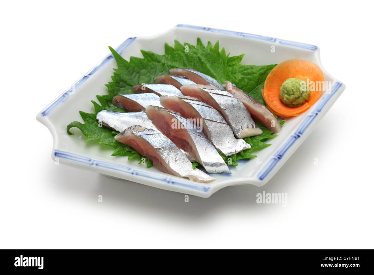 sanma sashimi, sliced fresh pacific saury, japanese cuisine Stock Photo