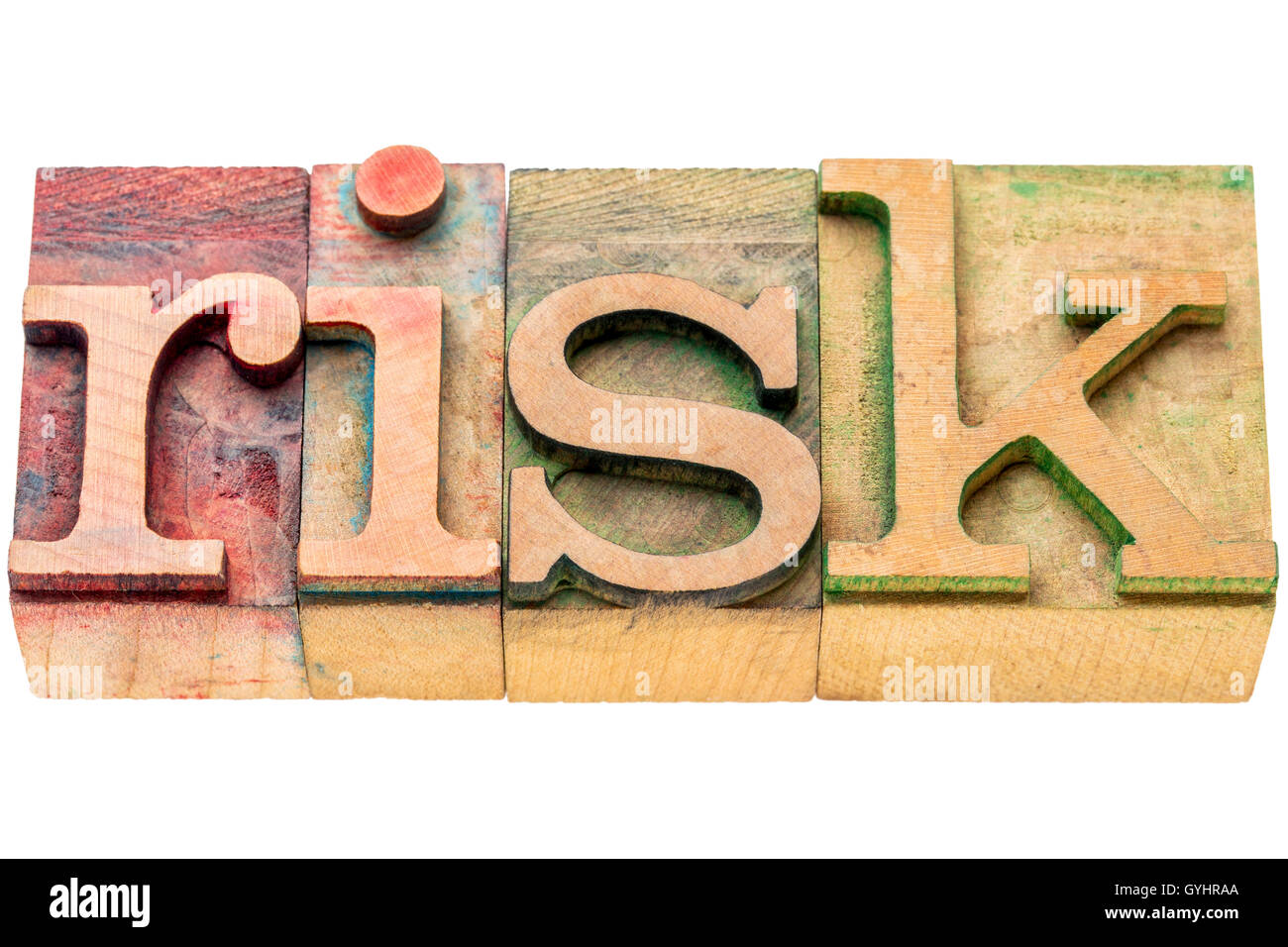 risk - isolated word abstract in letterpress wood type Stock Photo