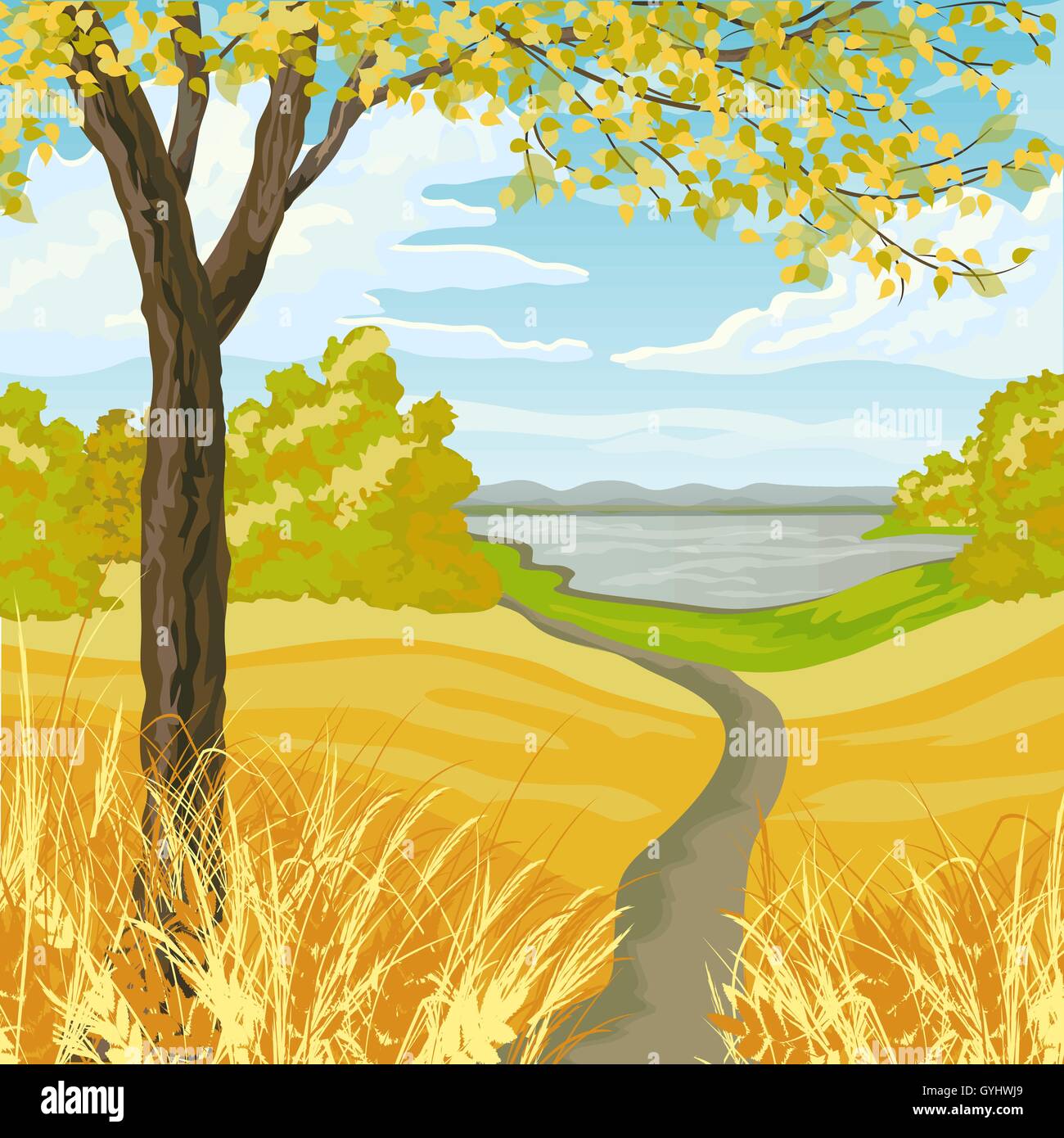 Beautiful autumn landscape Stock Vector Image & Art - Alamy