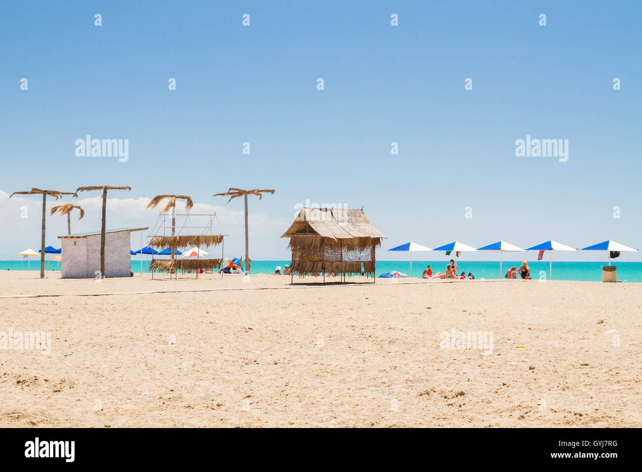 The beach of the Black sea in the Crimea in the summer Stock Photo