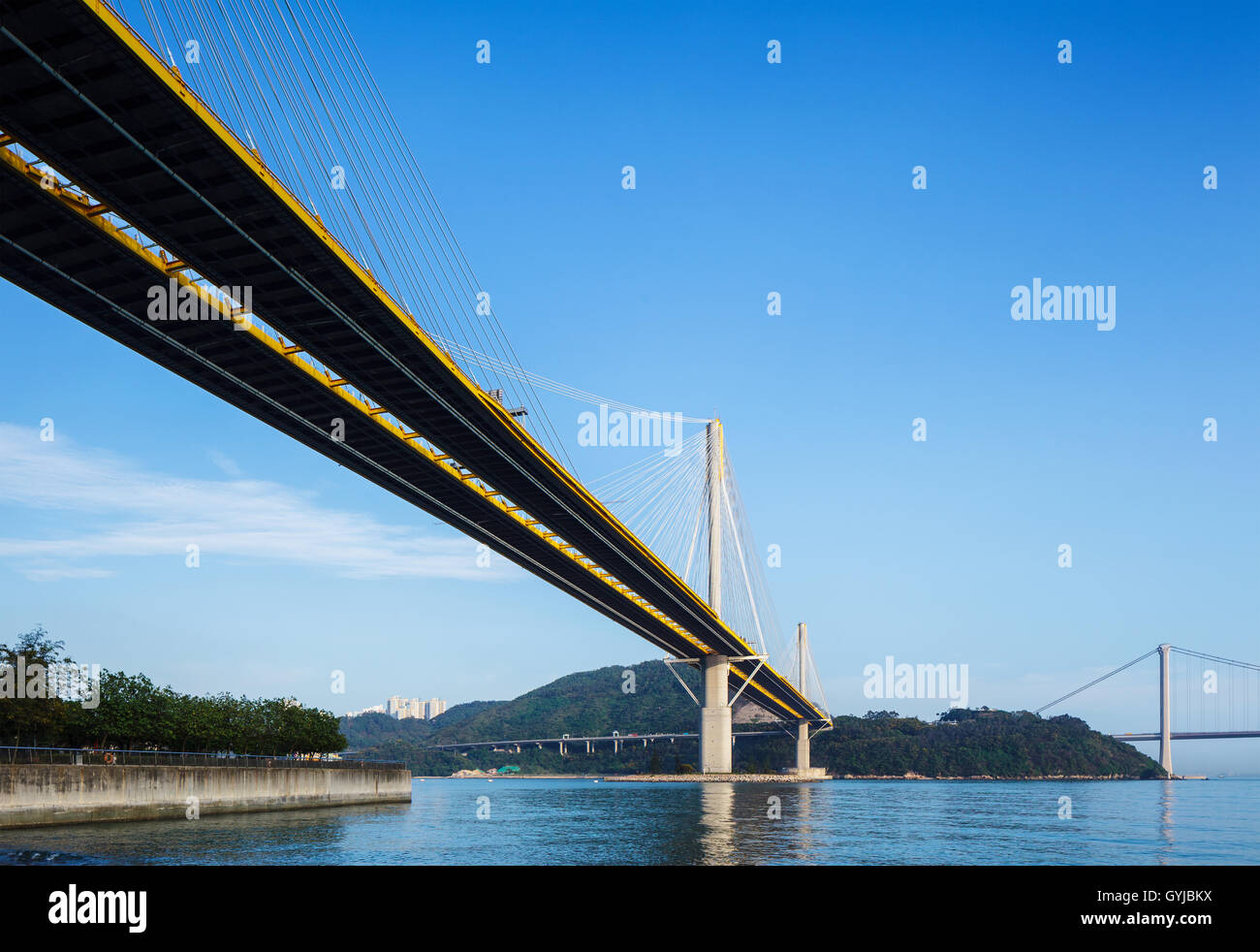 Suspension bridge in Hong Kong Stock Photo Alamy