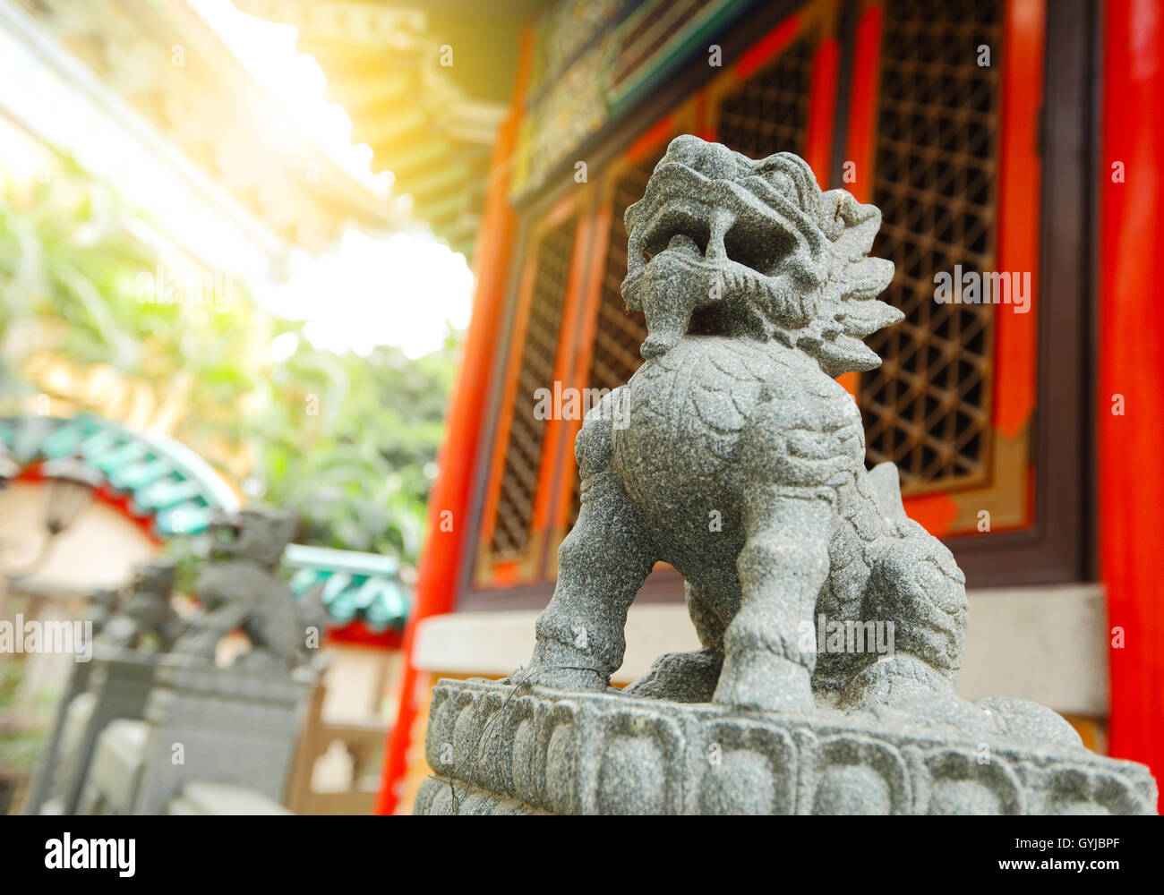 Chinese lion statue Stock Photo