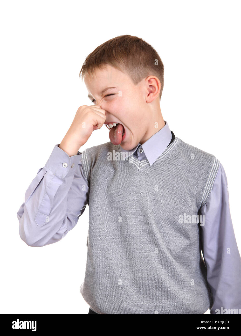 Boy feels a Stink Stock Photo