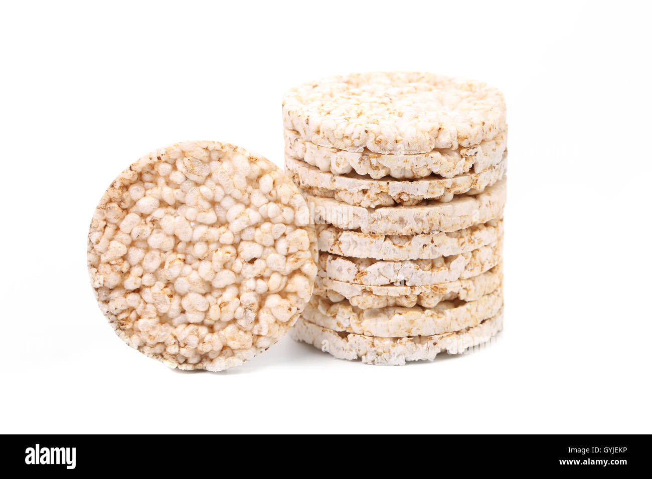 Stack of puffed rice snack. Stock Photo