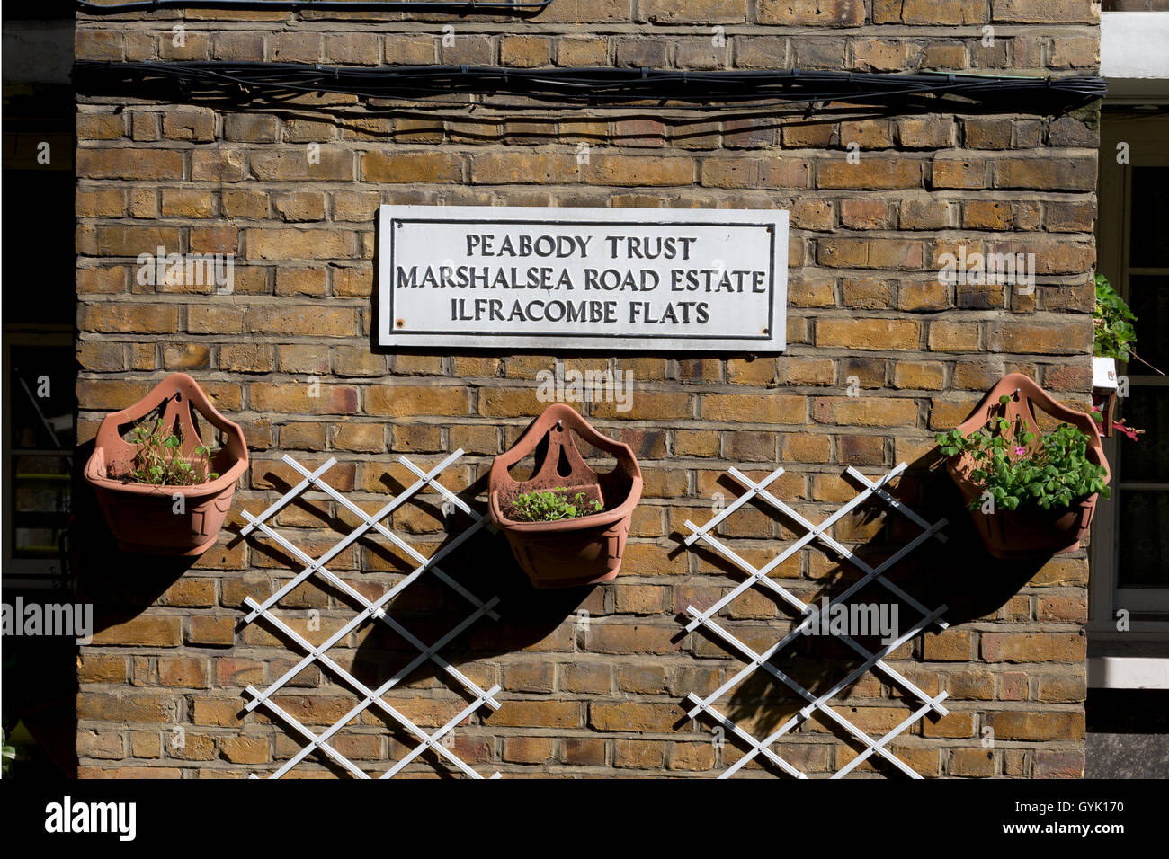 Peabody Trust plaque on the Marshalsea Road Estate Monarch Flats