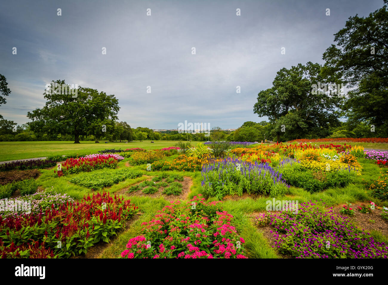 Gardens at the Netherlands Carillon, in Arlington, Virginia. Stock Photo