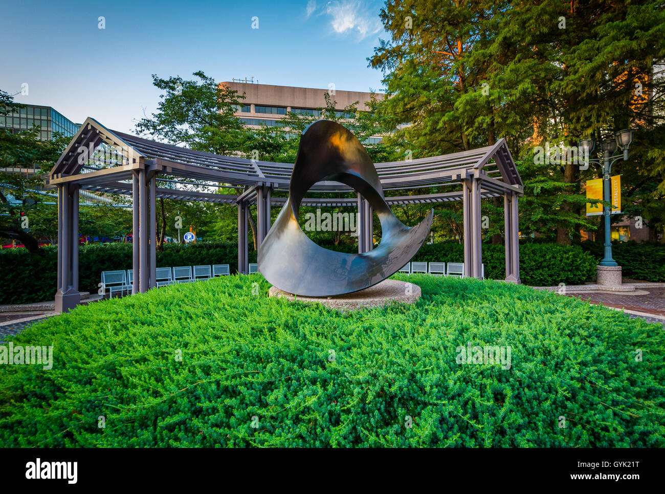 Sculpture and park in Crystal City, Arlington, Virginia. Stock Photo