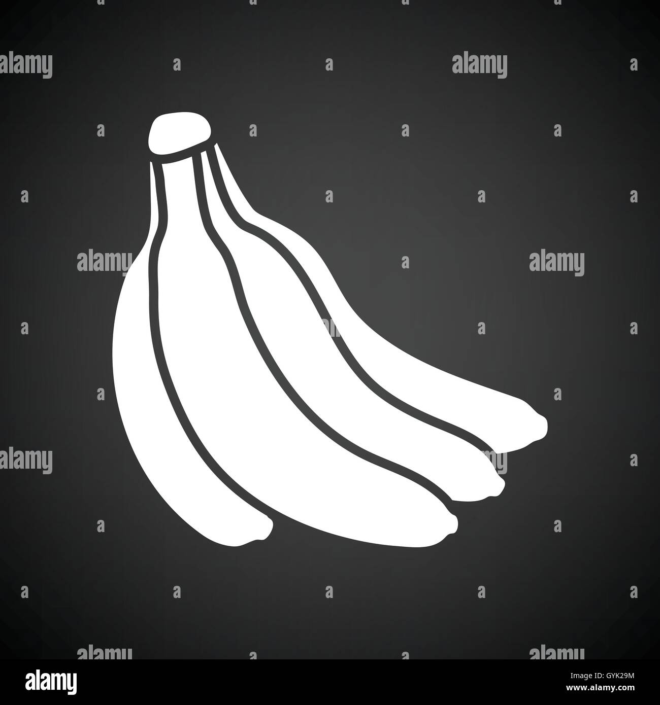 Banana icon. Black background with white. Vector illustration. Stock Vector